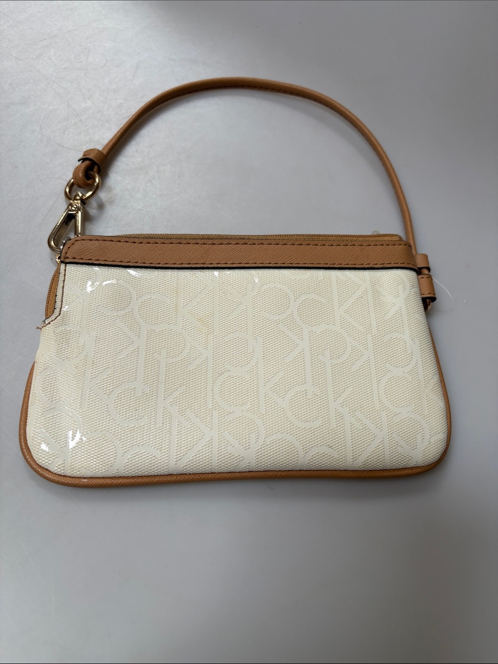 Calvin Klein Cream and Purple Floral Wristlet Clutch - Picture 5 of 11